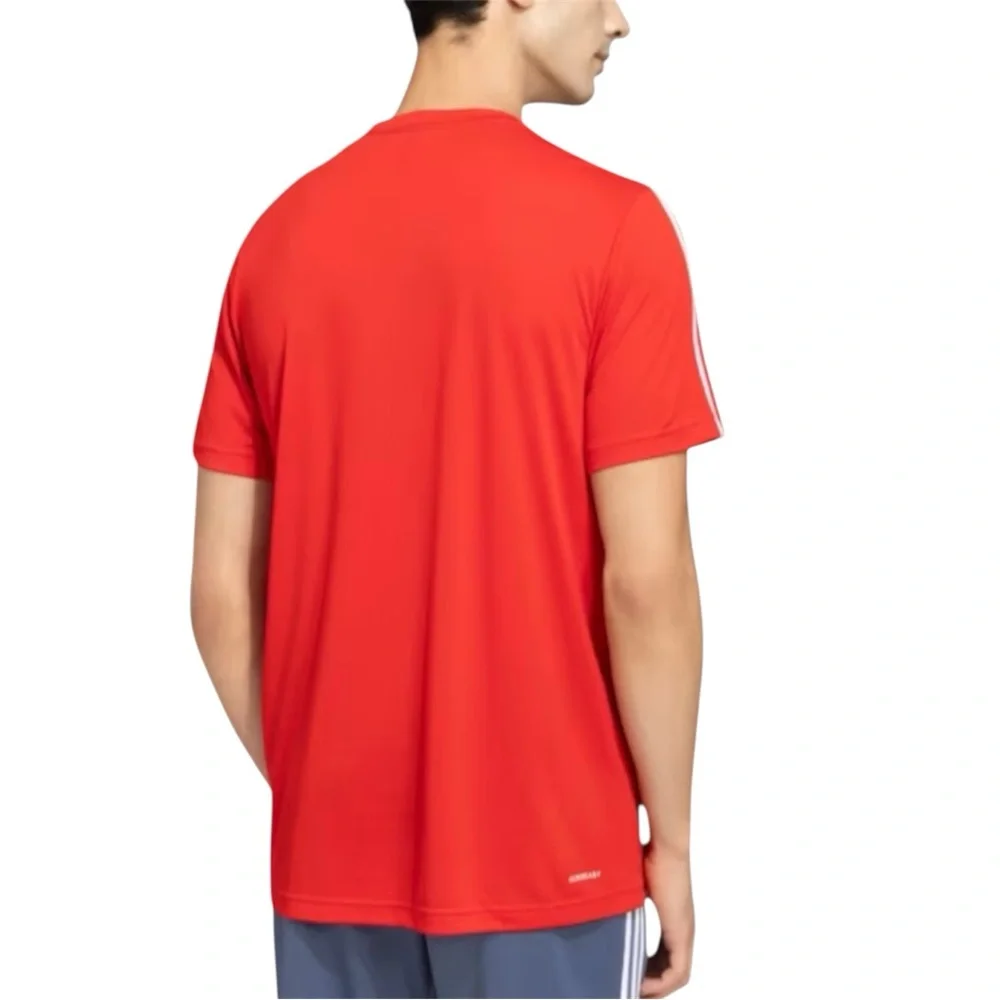 Adidas 3 Stripes Heather Red Tee Aeroready XL